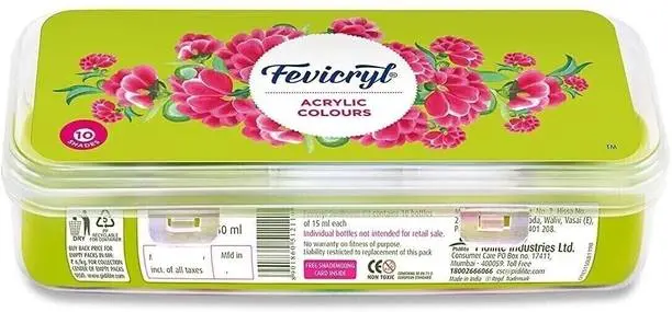 Fevicryl Sunflower Kit (10 Colorsx15ml) DIY Paint,Rich Pigment,Non-Cracking Acrylic Paint  (Set of 10, Multicolor)