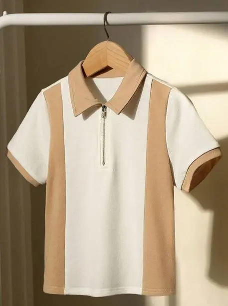 Men Colorblock Polo Neck Cotton Blend White T-Shirt