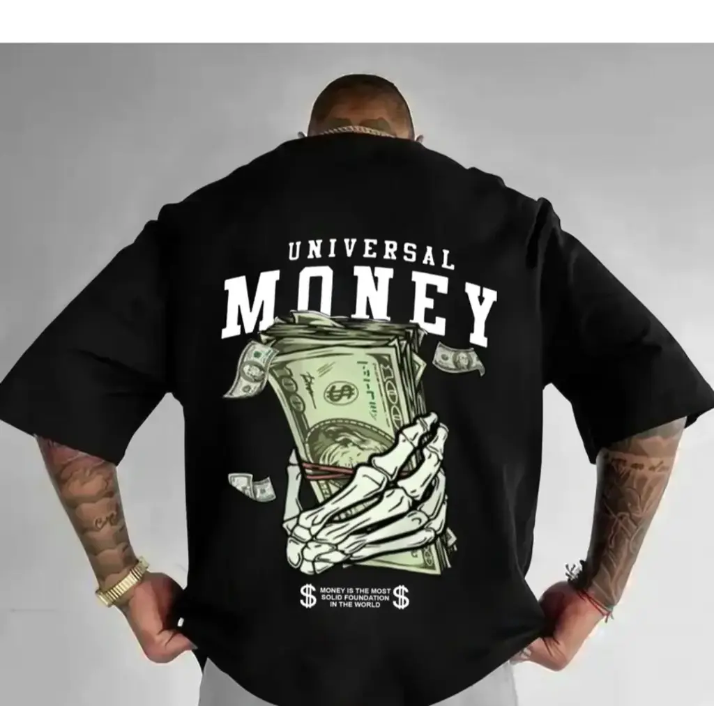 Men printed round neck cotton T shirt