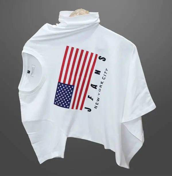 Men Printed, Typography Round Neck Pure Cotton White T-Shirt