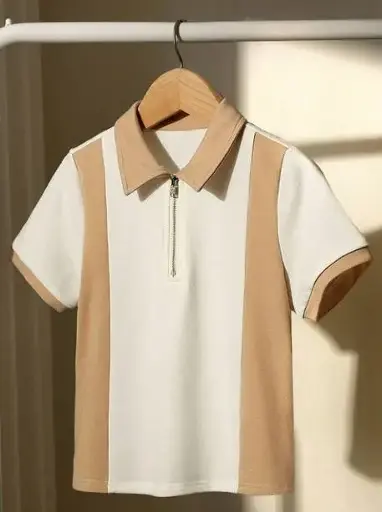 Men Colorblock Polo Neck Cotton Blend White T-Shirt