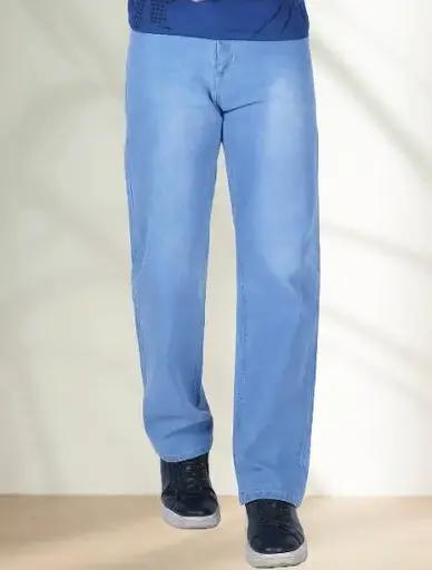 Men Loose Fit Mid Rise Light Blue Jeans