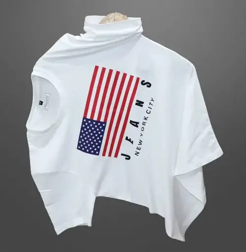 Men Printed, Typography Round Neck Pure Cotton White T-Shirt