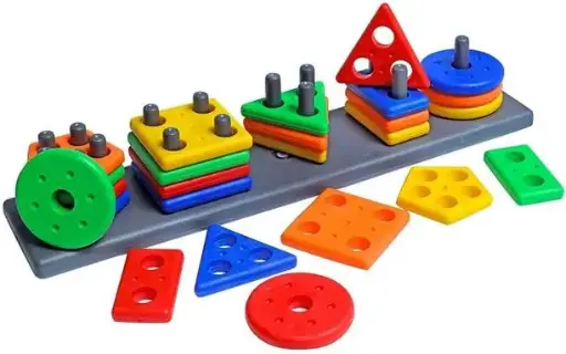 Sotnof Geometry Shape & color Sorter Puzzle Board preschool activity toys for kids  (26 Pieces)